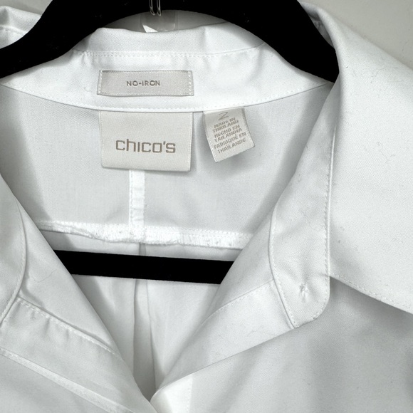 Chico’s No Iron Cotton Blend Stain Shield Tunic Shirt Blouse Size 2 (Large) - Picture 3 of 7